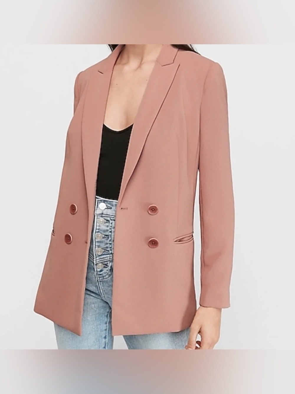 Express Double Breasted Blazer in Rose Pink
